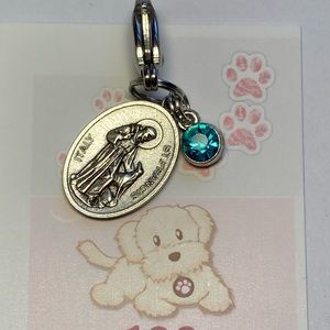 St. Francis medal / aqua crystal pet charm